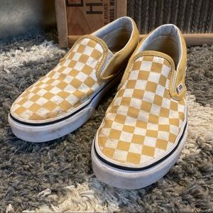 Vans Classic Slip On in Mustard Checker Motif sz7